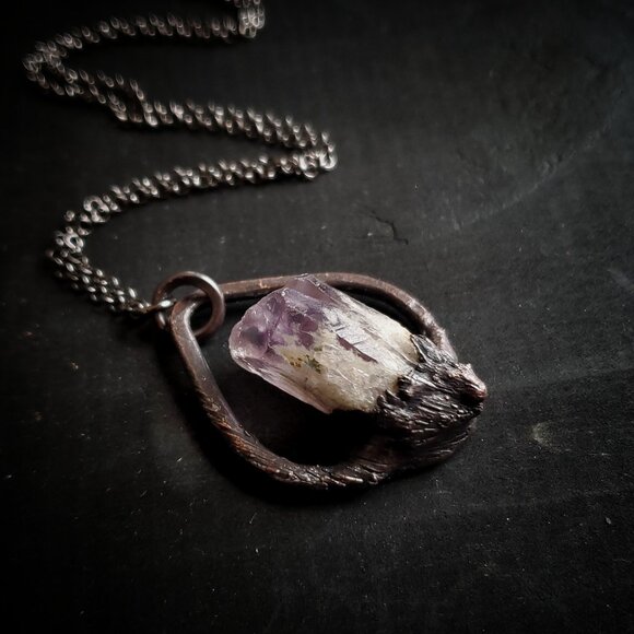 Electroformed Amethyst Statement Necklace - Picture 1 of 5